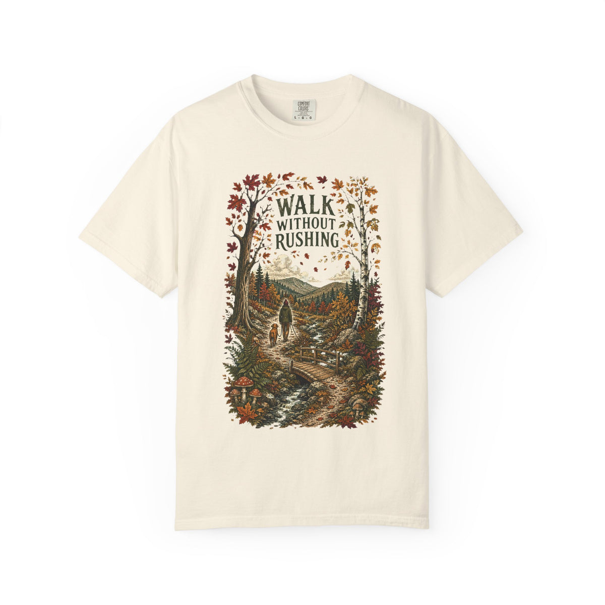 Walk Without Rushing Unisex T-Shirt — Vintage Forest Hiking Graphic Tee - T-Shirt - Image 6