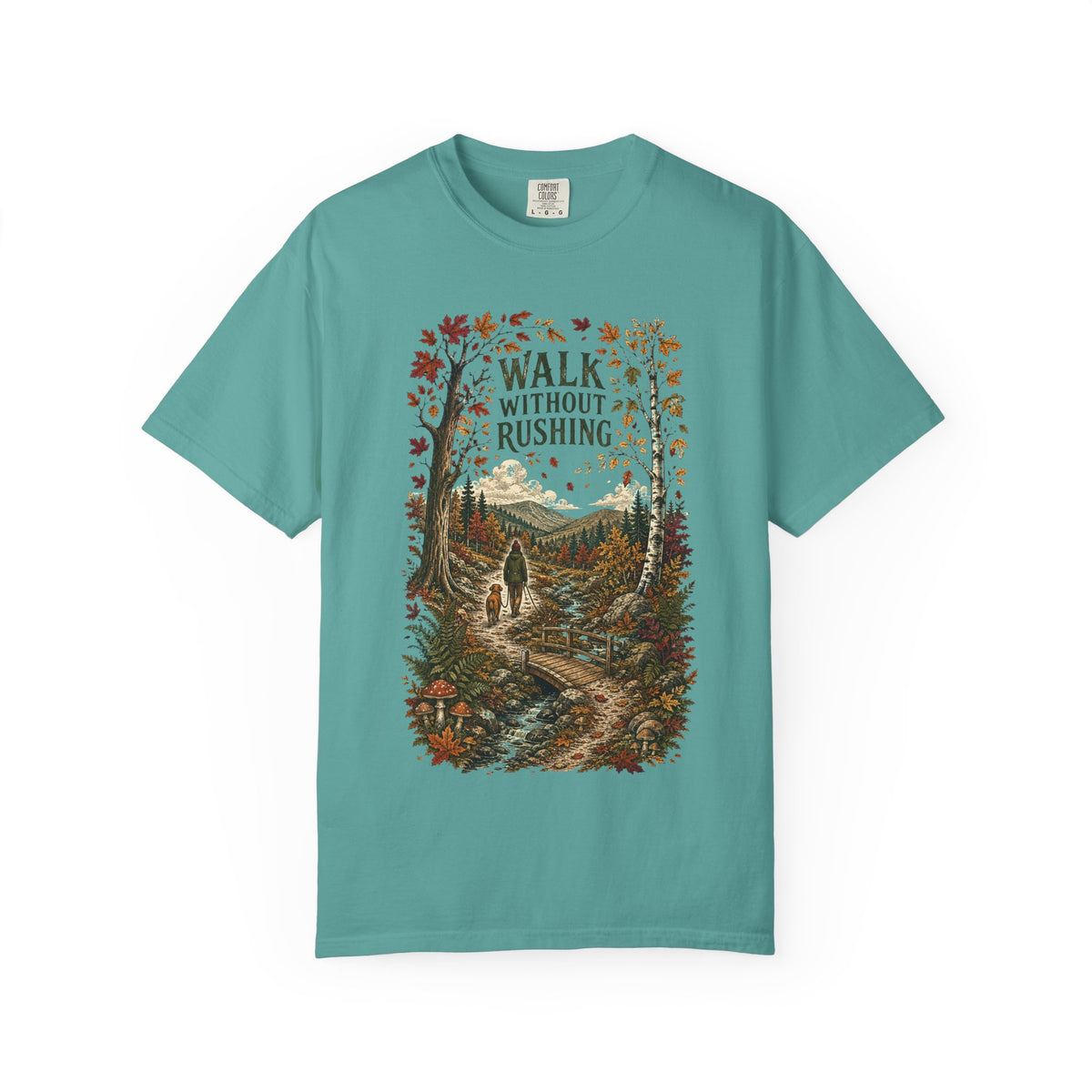 Walk Without Rushing Unisex T-Shirt — Vintage Forest Hiking Graphic Tee - T-Shirt - Image 8