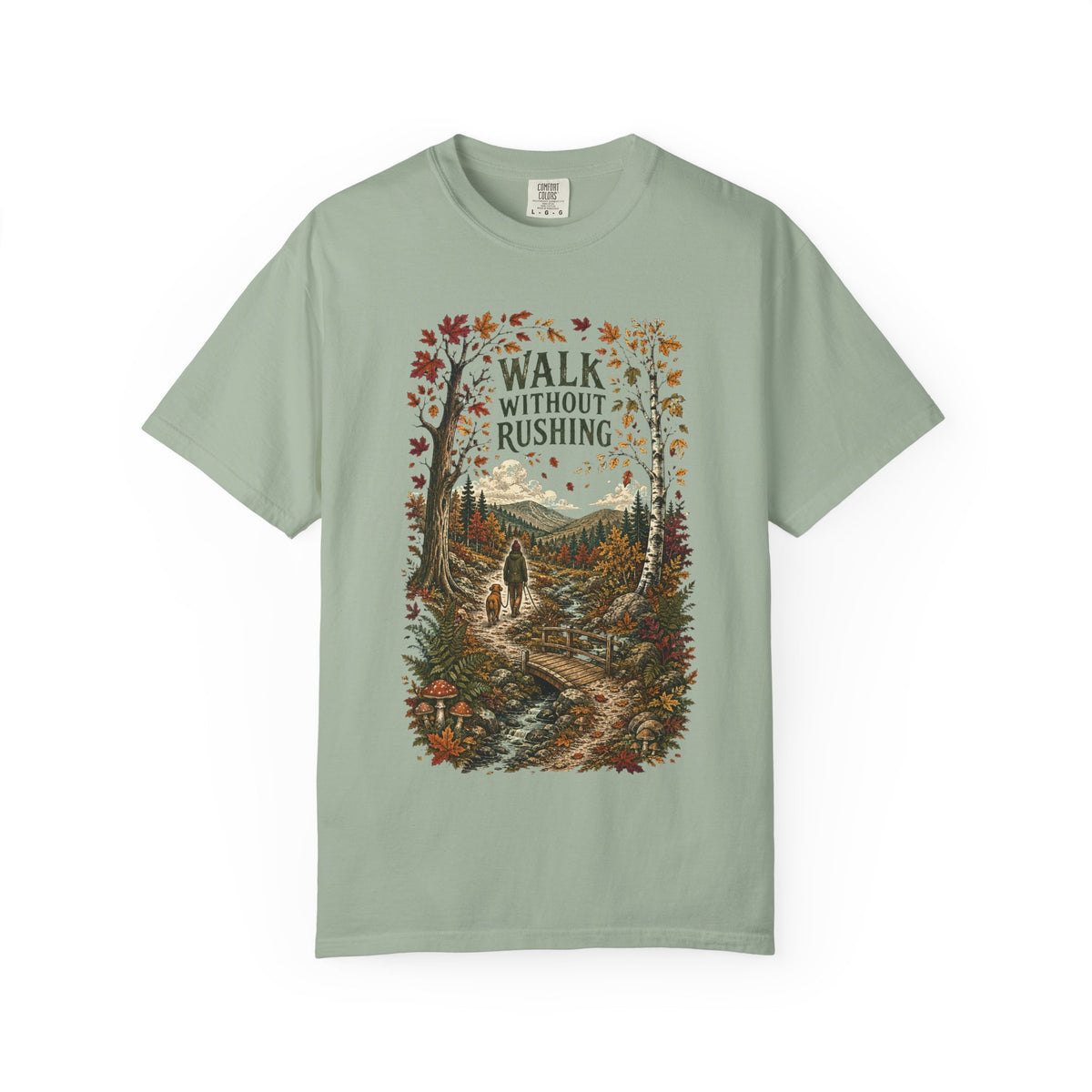 Walk Without Rushing Unisex T-Shirt — Vintage Forest Hiking Graphic Tee - T-Shirt - Image 9