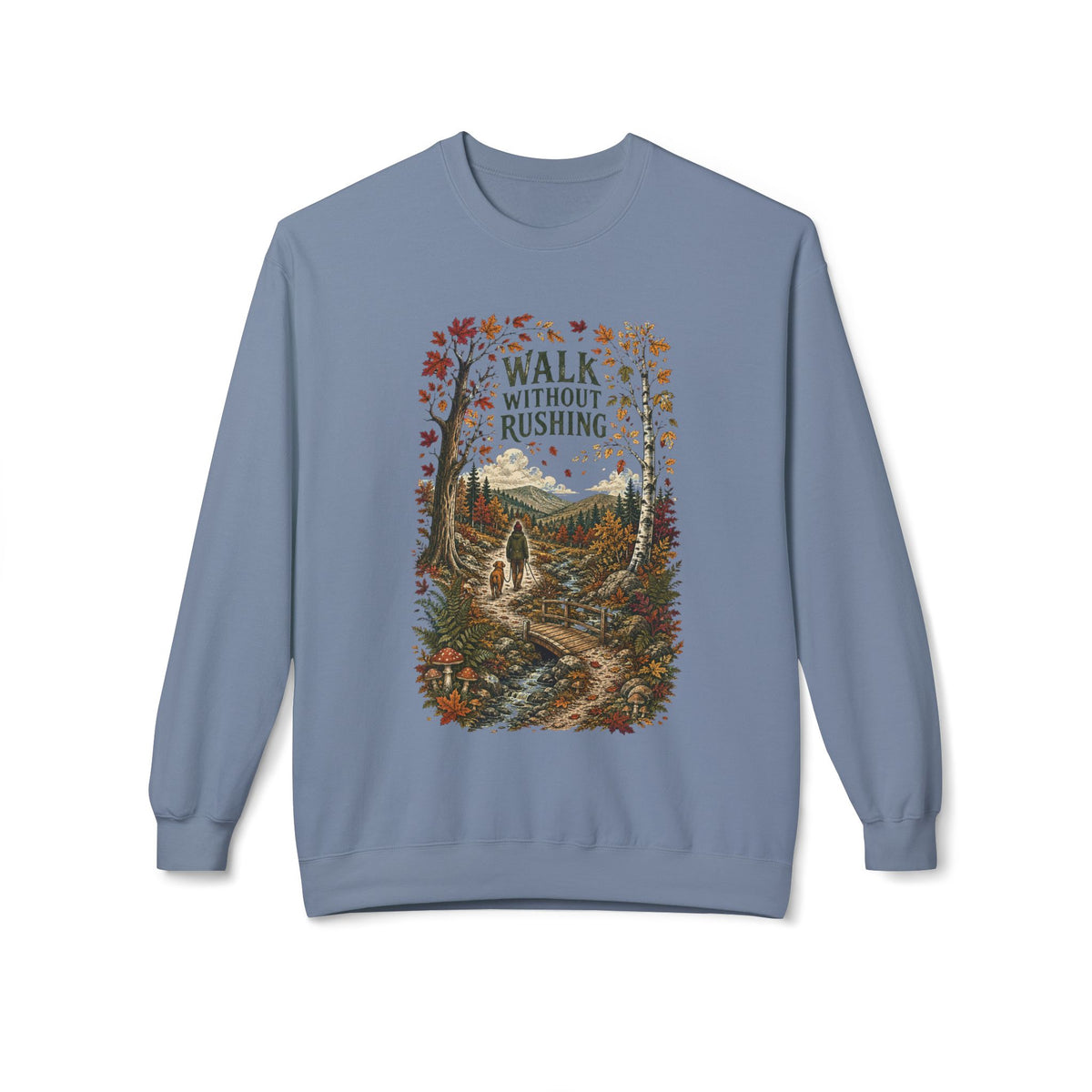 Walk Without Rushing Unisex Sweatshirt — Scenic Forest Hiking Crewneck - Sweatshirt - Image 5