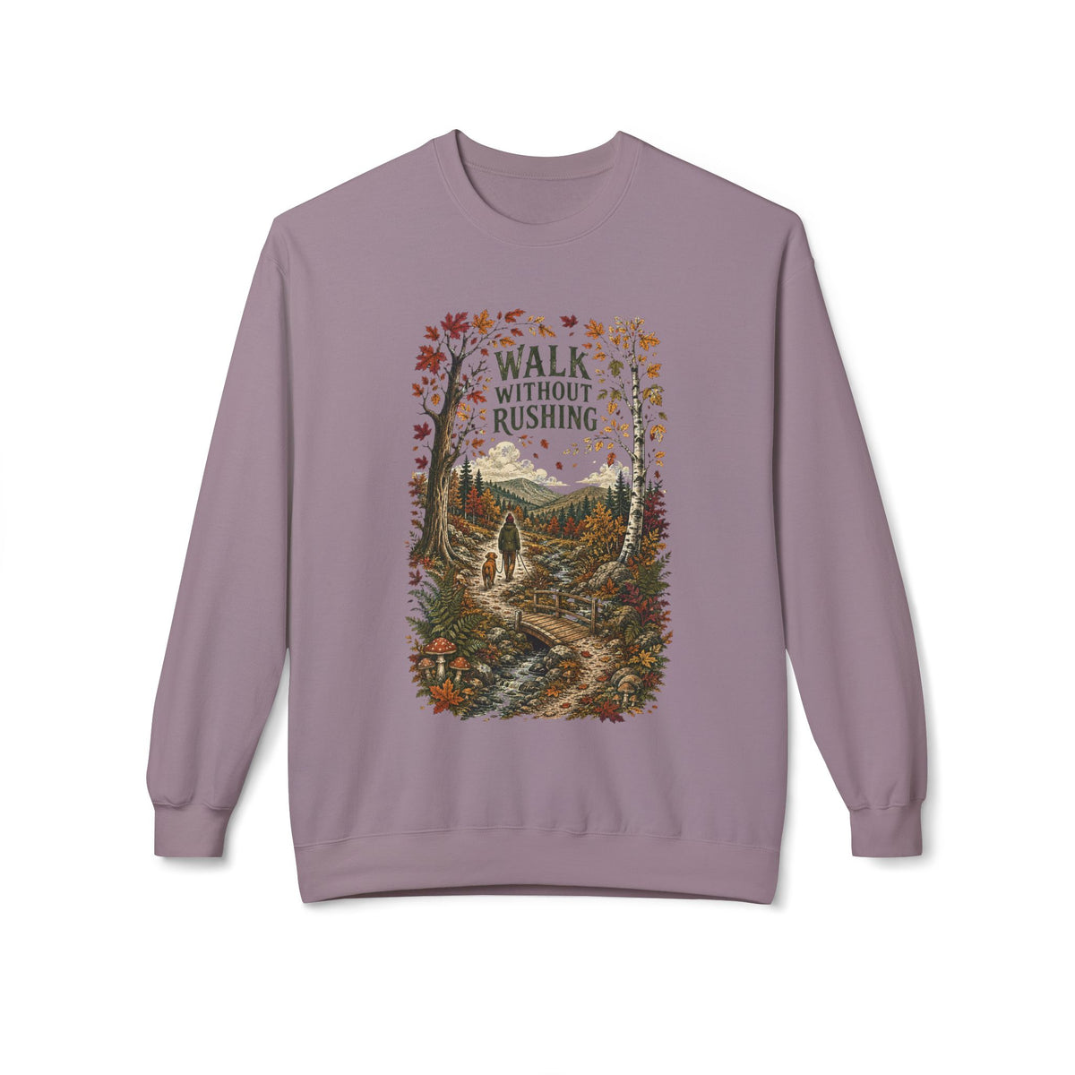 Walk Without Rushing Unisex Sweatshirt — Scenic Forest Hiking Crewneck - Sweatshirt - Image 8