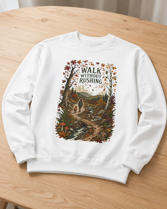 Walk Without Rushing Unisex Sweatshirt — Scenic Forest Hiking Crewneck - Sweatshirt - Image 2