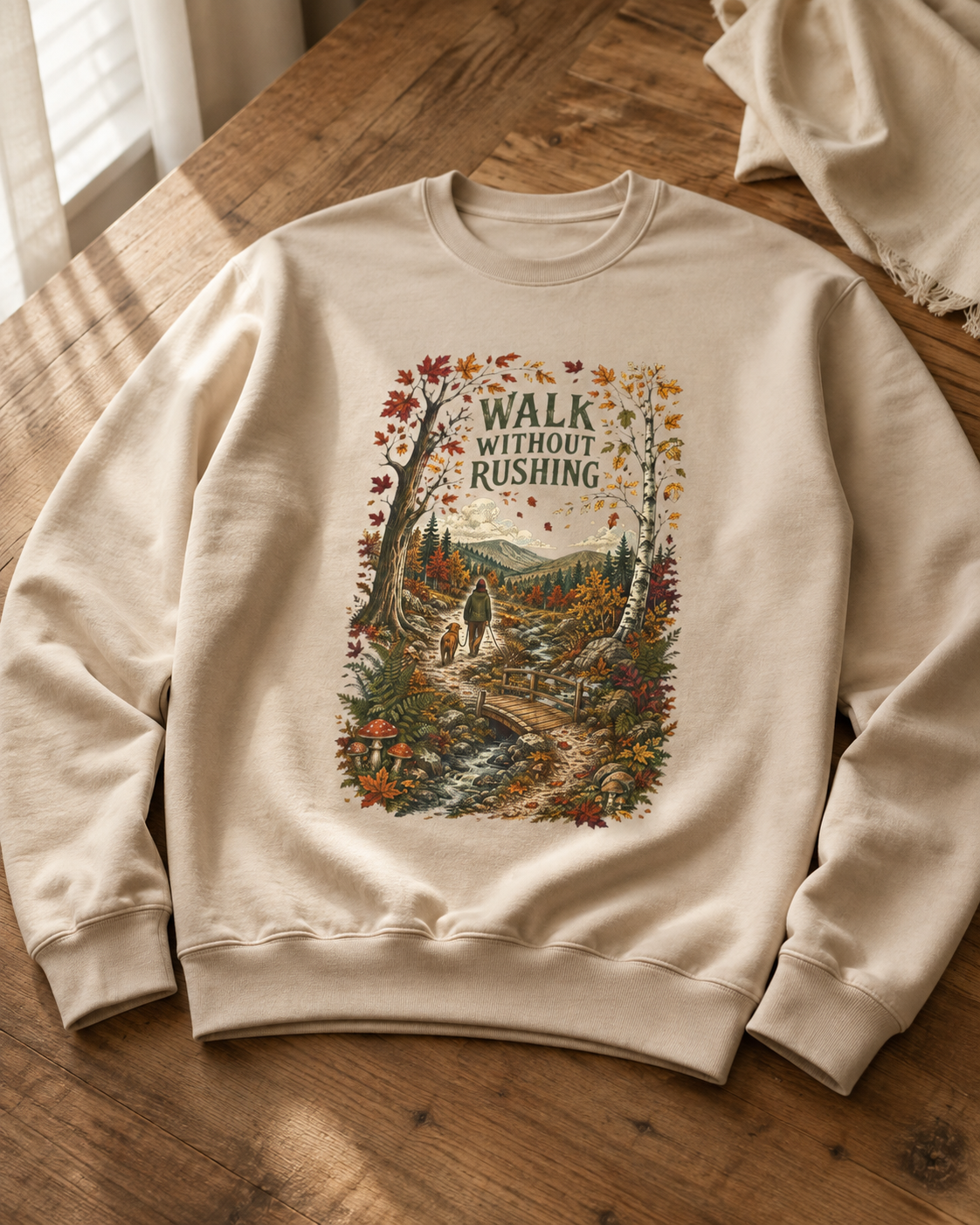 Walk Without Rushing Unisex Sweatshirt — Scenic Forest Hiking Crewneck - Sweatshirt - Image 3