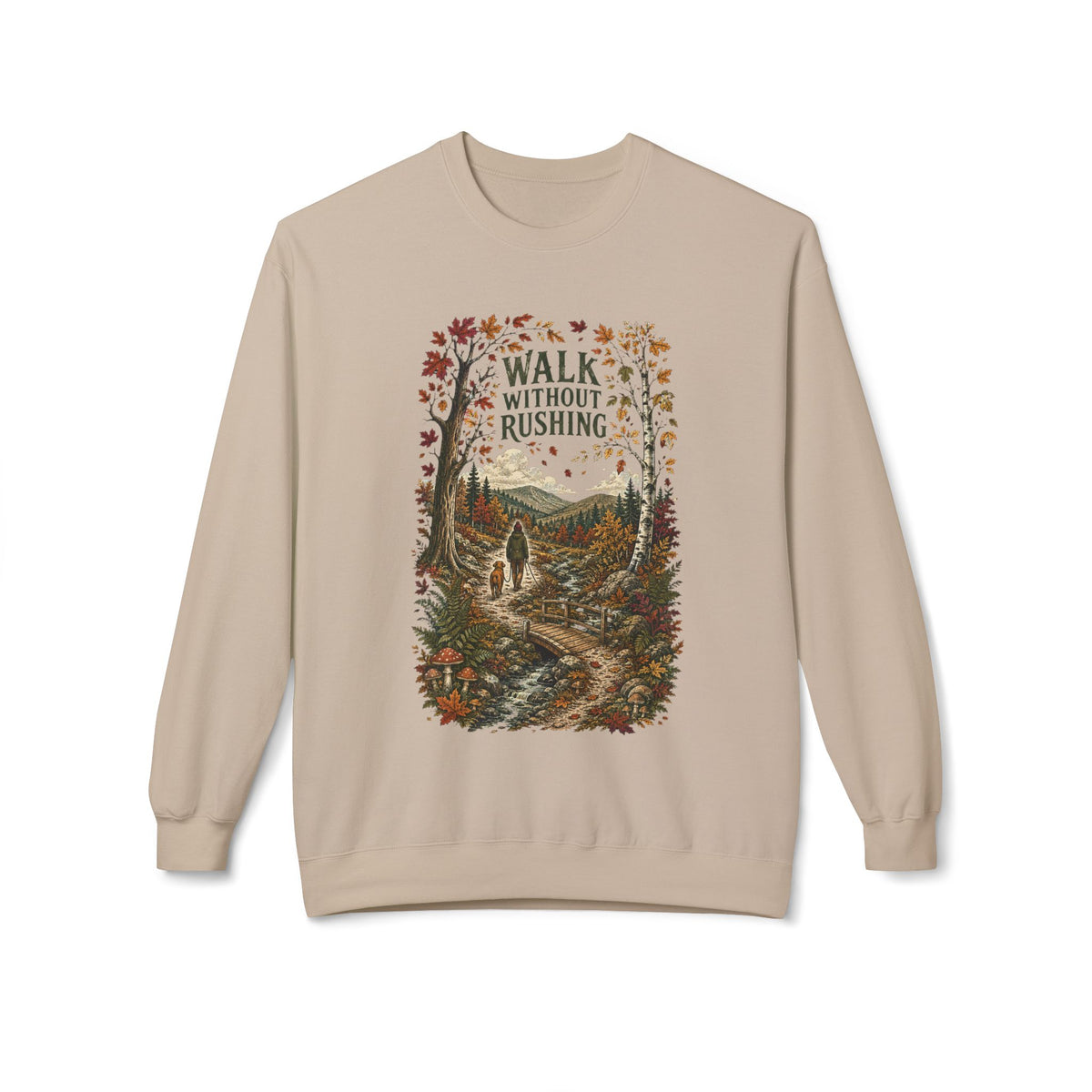 Walk Without Rushing Unisex Sweatshirt — Scenic Forest Hiking Crewneck - Sweatshirt - Image 7