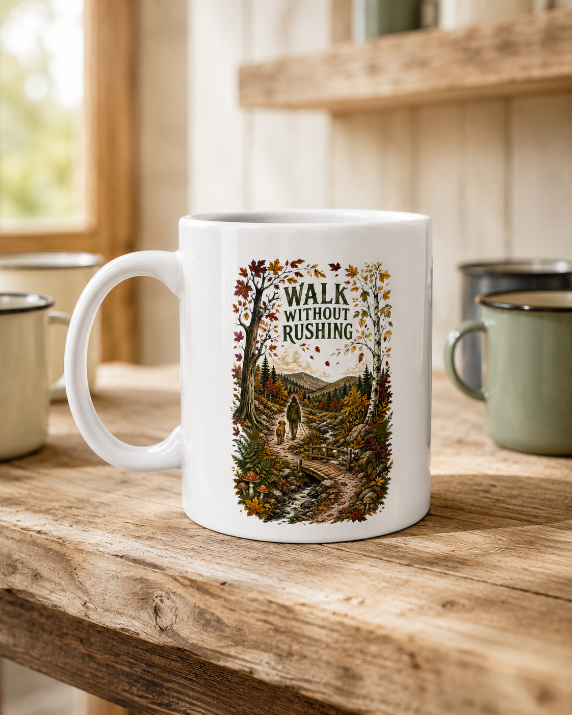 Walk Without Rushing Ceramic Mug — Double-Sided Nature Coffee Cup (11oz/15oz) - Mug - Image 1