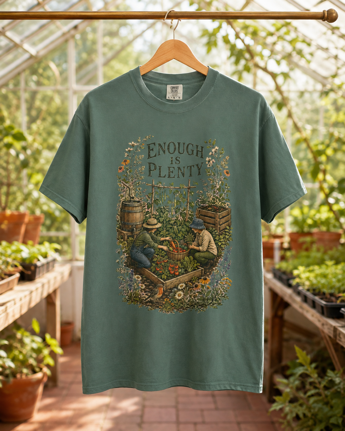 Enough Is Plenty Unisex T-Shirt — Vintage Garden & Harvest Graphic Tee - T-Shirt - Image 3