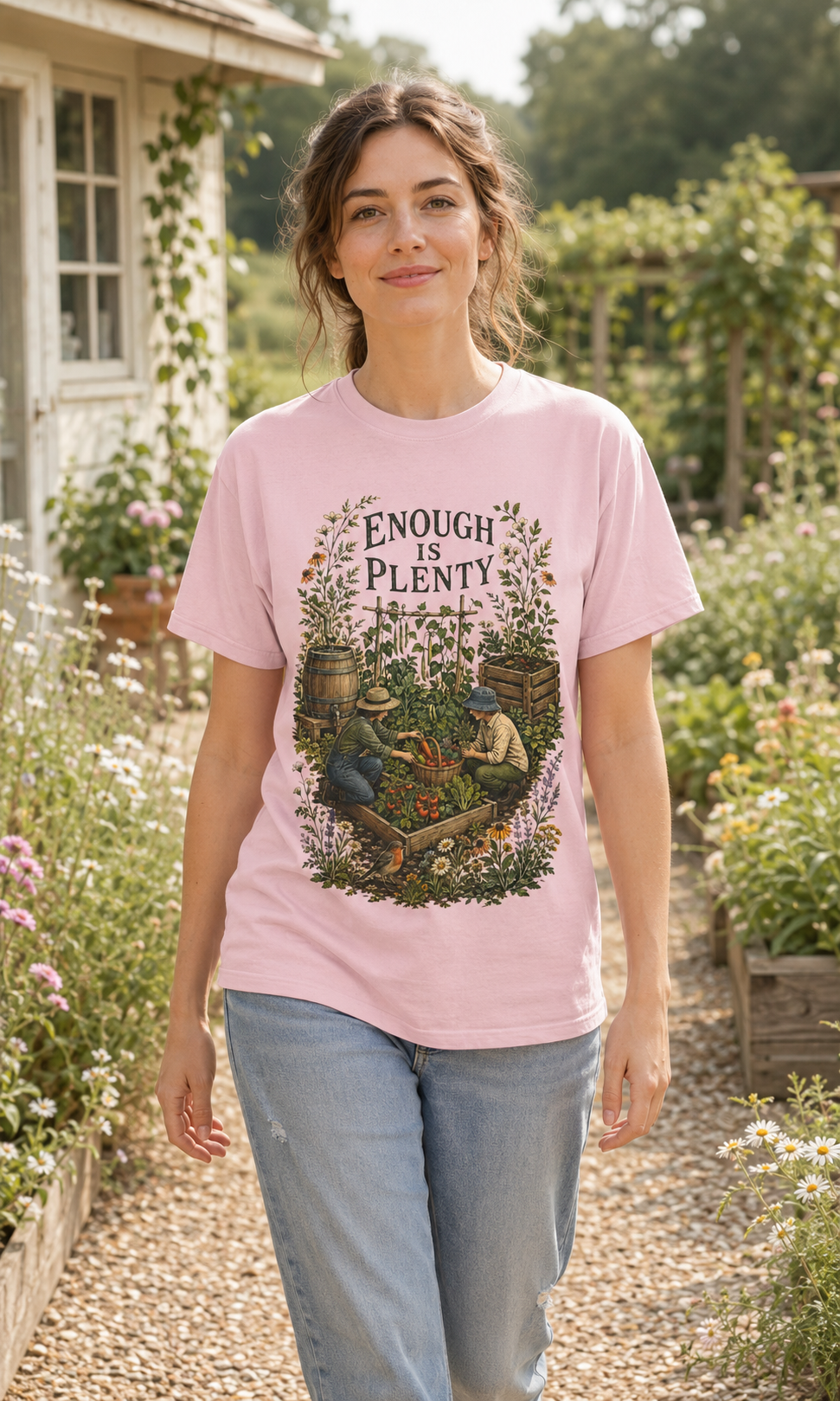 Enough Is Plenty Unisex T-Shirt — Vintage Garden & Harvest Graphic Tee - T-Shirt - Image 4