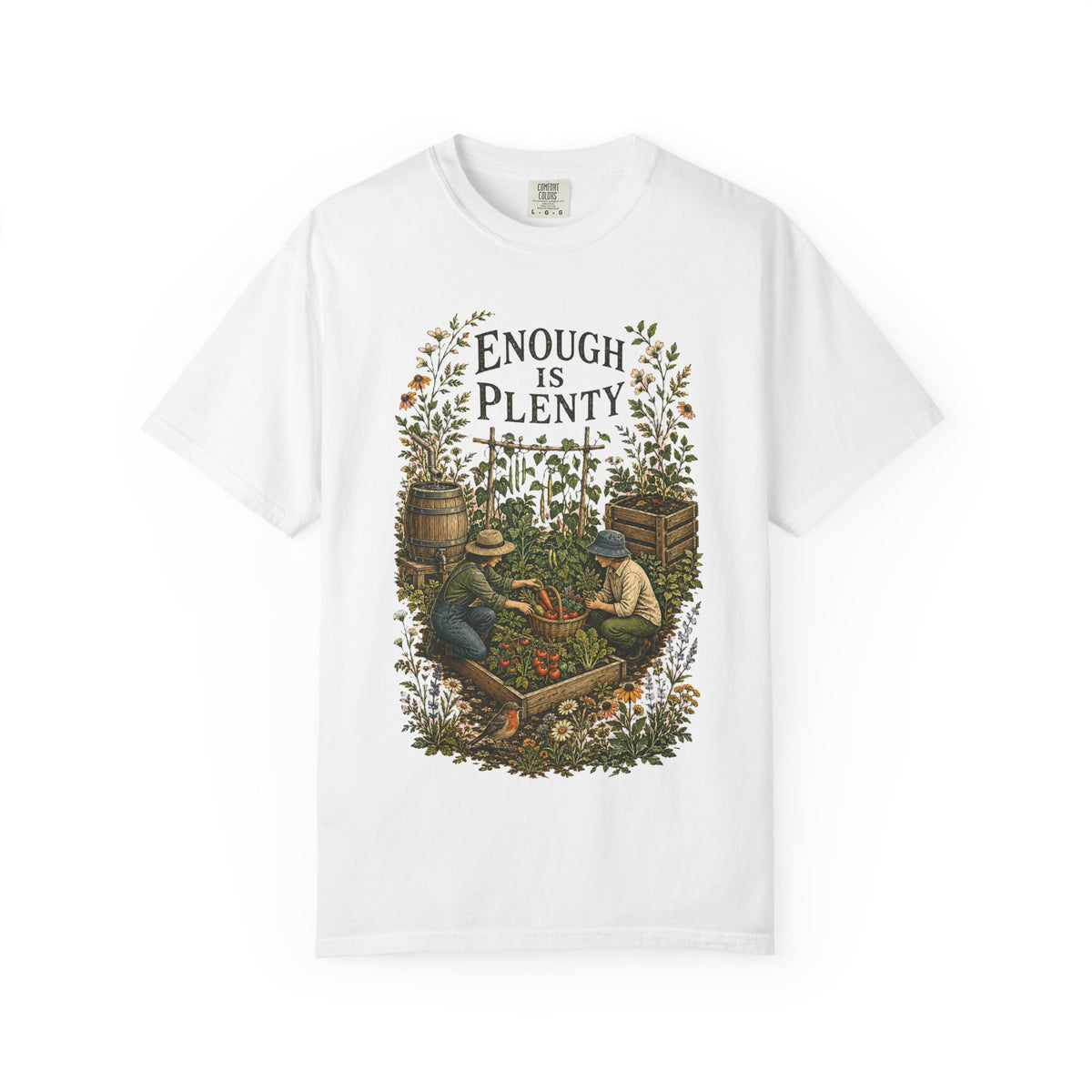 Enough Is Plenty Unisex T-Shirt — Vintage Garden & Harvest Graphic Tee - T-Shirt - Image 5