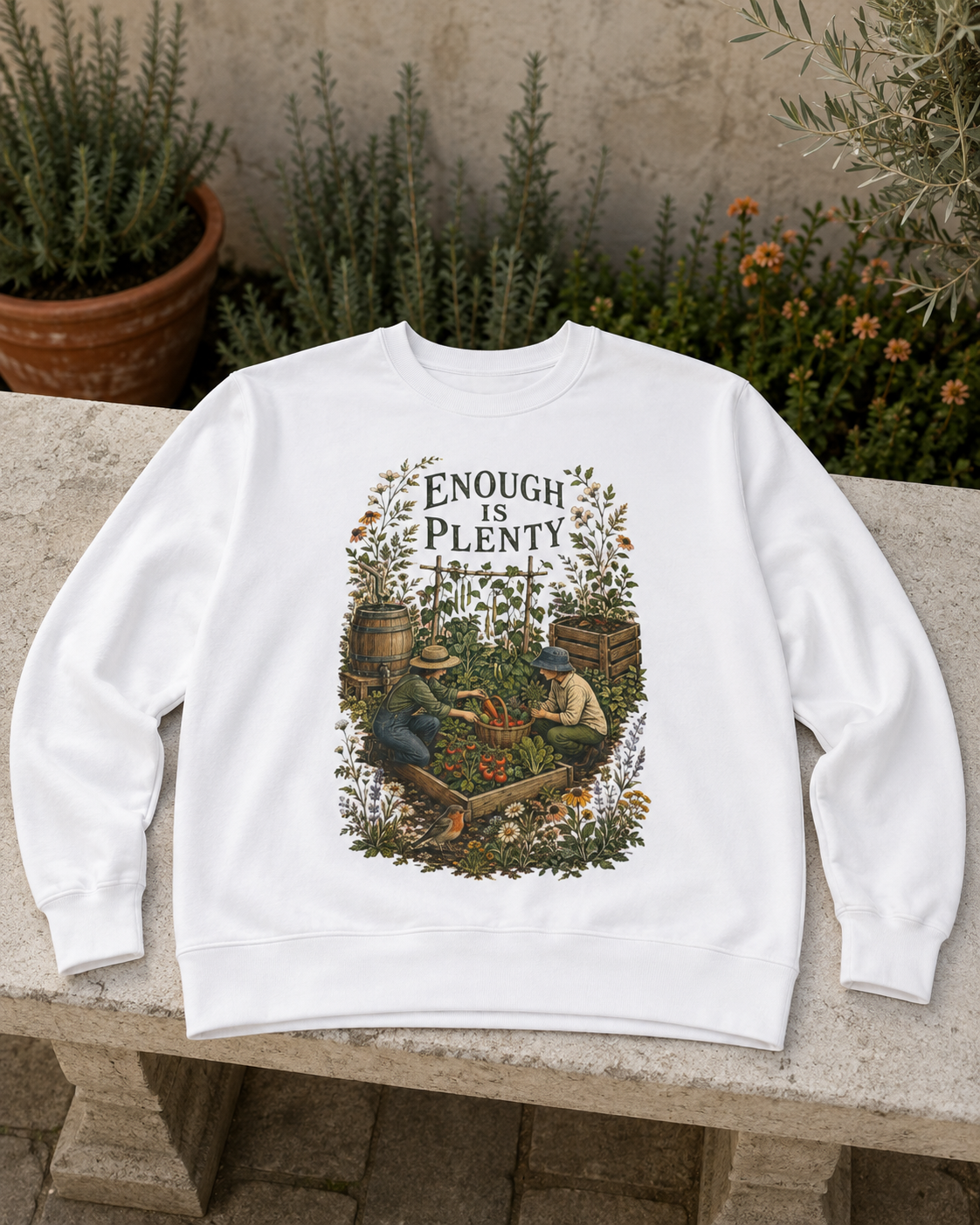Enough Is Plenty Unisex Sweatshirt — Vintage Garden & Harvest Crewneck - Sweatshirt - Image 4