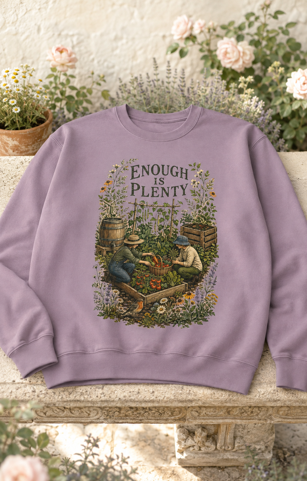 Enough Is Plenty Unisex Sweatshirt — Vintage Garden & Harvest Crewneck - Sweatshirt - Image 5