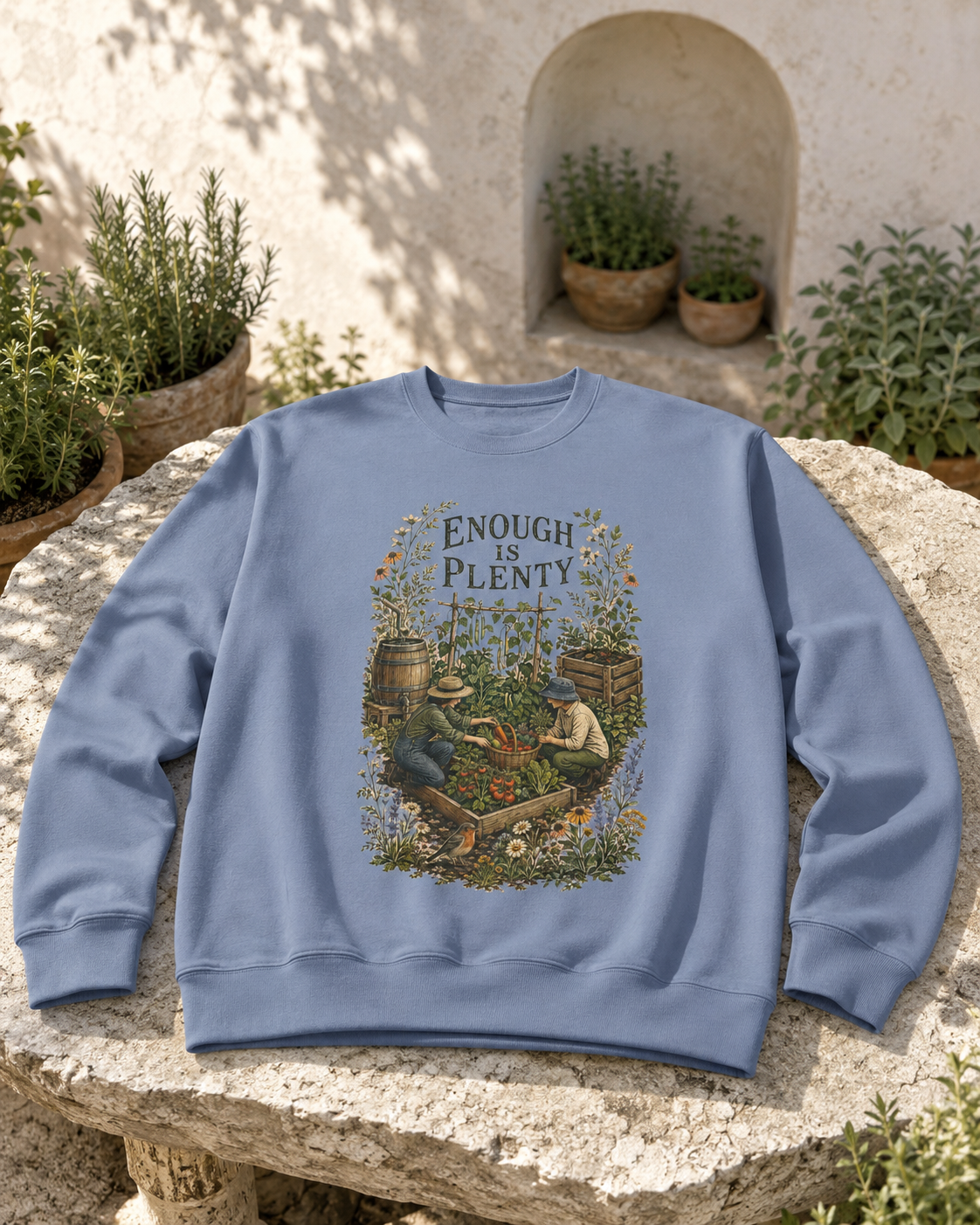 Enough Is Plenty Unisex Sweatshirt — Vintage Garden & Harvest Crewneck - Sweatshirt - Image 1