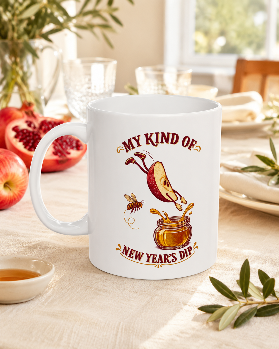 My Kind of New Year’s Dip Mug – Funny Rosh Hashanah Apple & Honey Ceramic Cup, 11oz - Mug - Image 1