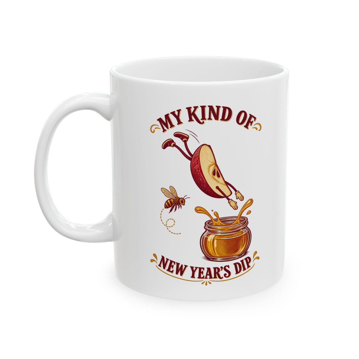 My Kind of New Year’s Dip Mug – Funny Rosh Hashanah Apple & Honey Ceramic Cup, 11oz - Mug - Image 4