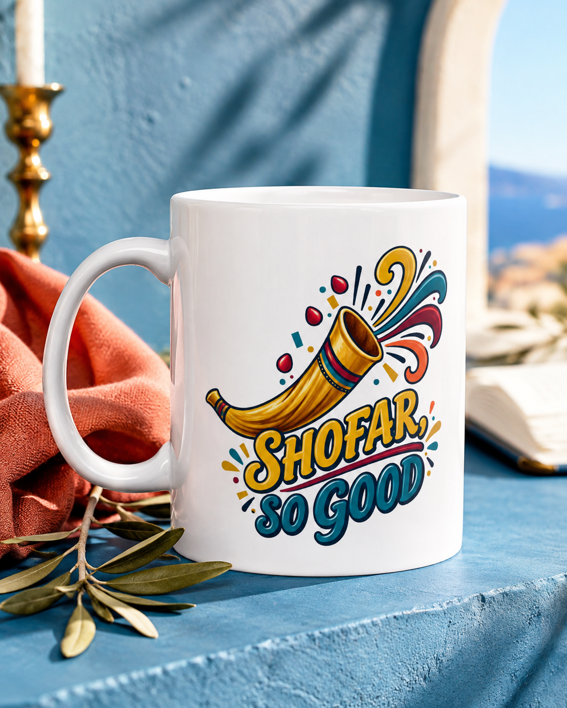 Rosh Hashanah Shofar Ceramic Mug — “Shofar, So Good” Funny Jewish Holiday Design, 11oz - Mug - Image 1