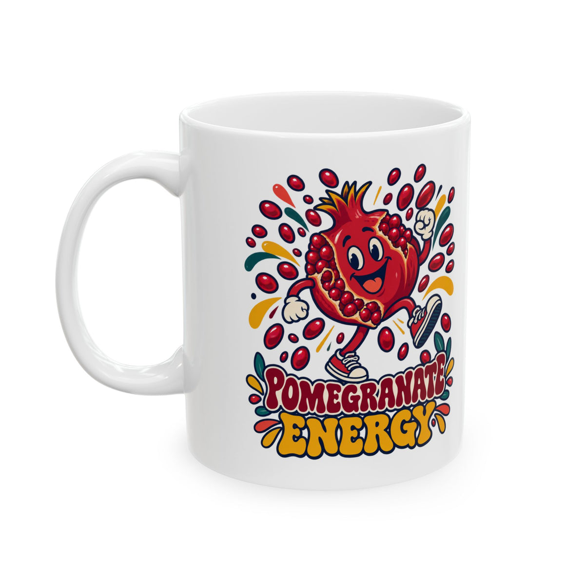 Rosh Hashanah Ceramic Mug — “Pomegranate Energy” Funny Jewish New Year Design, 11oz - Mug - Image 3