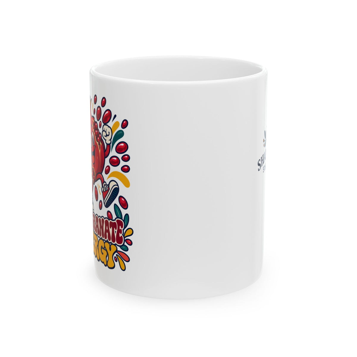 Rosh Hashanah Ceramic Mug — “Pomegranate Energy” Funny Jewish New Year Design, 11oz - Mug - Image 4