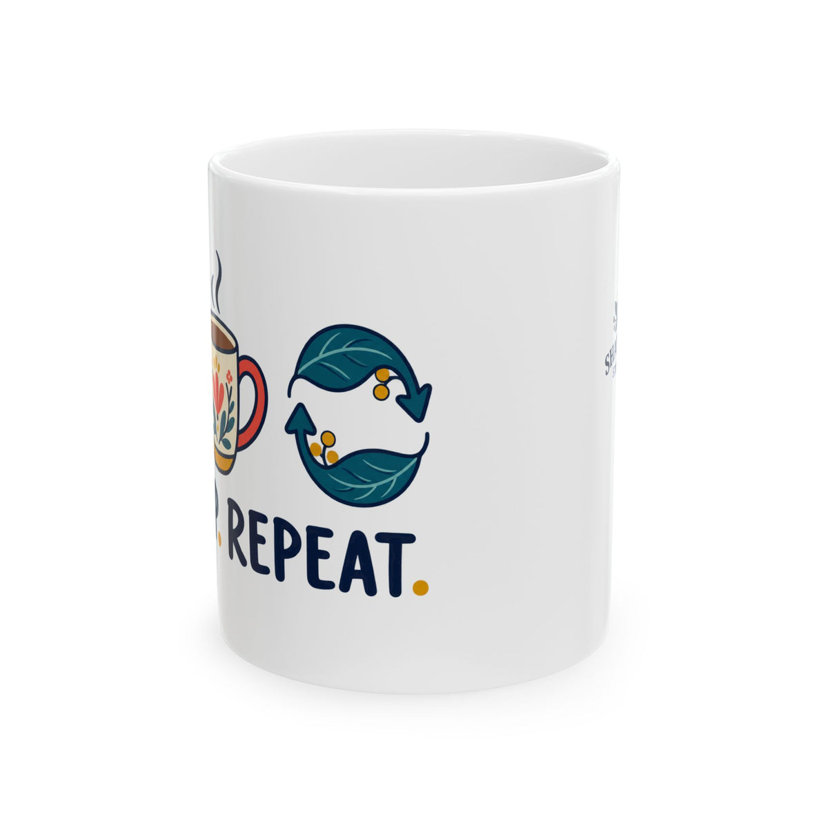 Rosh Hashanah Ceramic Mug — “Dip. Sip. Repeat.” Apple & Honey Jewish New Year Design, 11oz - Mug - Image 5