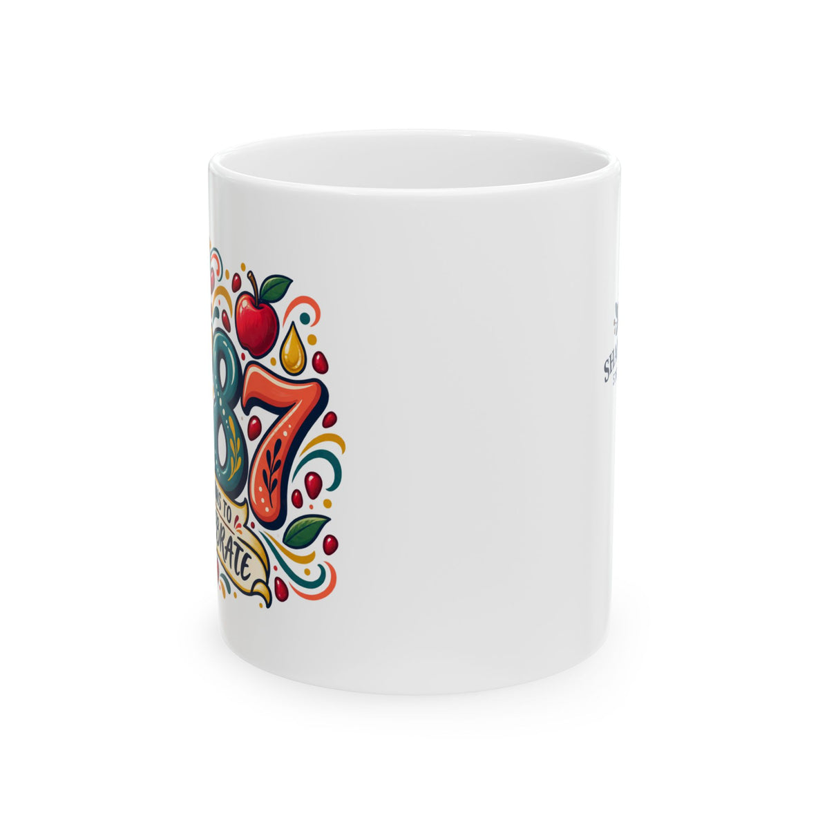 Rosh Hashanah 5787 Ceramic Mug — “Reasons to Celebrate” Colorful Jewish New Year Gift, 11oz - Mug - Image 4