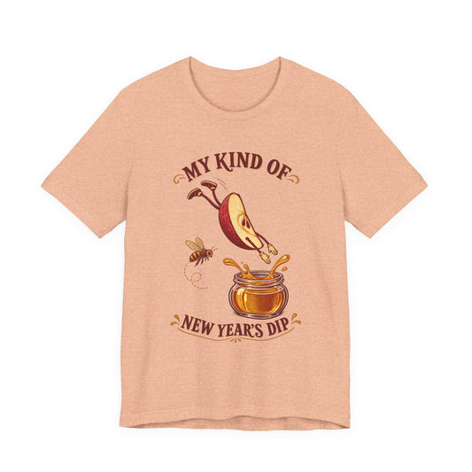 Rosh Hashanah T-Shirt — “My Kind of New Year’s Dip” Funny Apple & Honey Jewish Holiday Tee - T-Shirt - Image 2