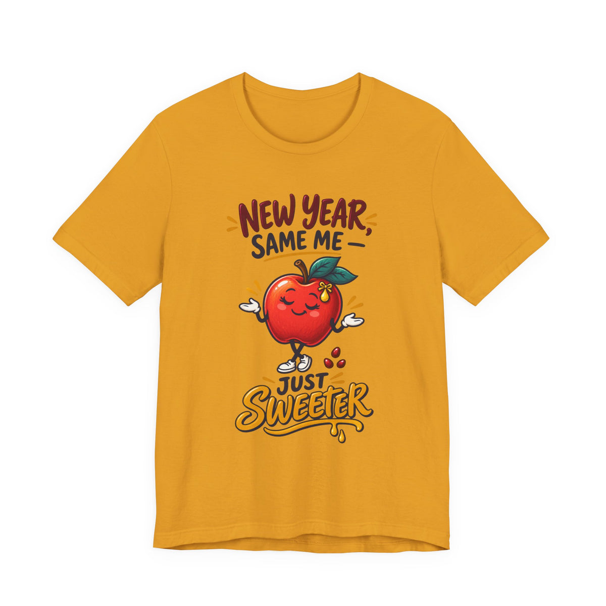 Unisex Rosh Hashanah T-Shirt — “New Year, Same Me—Just Sweeter” Cute Apple Jewish Holiday Tee - T-Shirt - Image 7