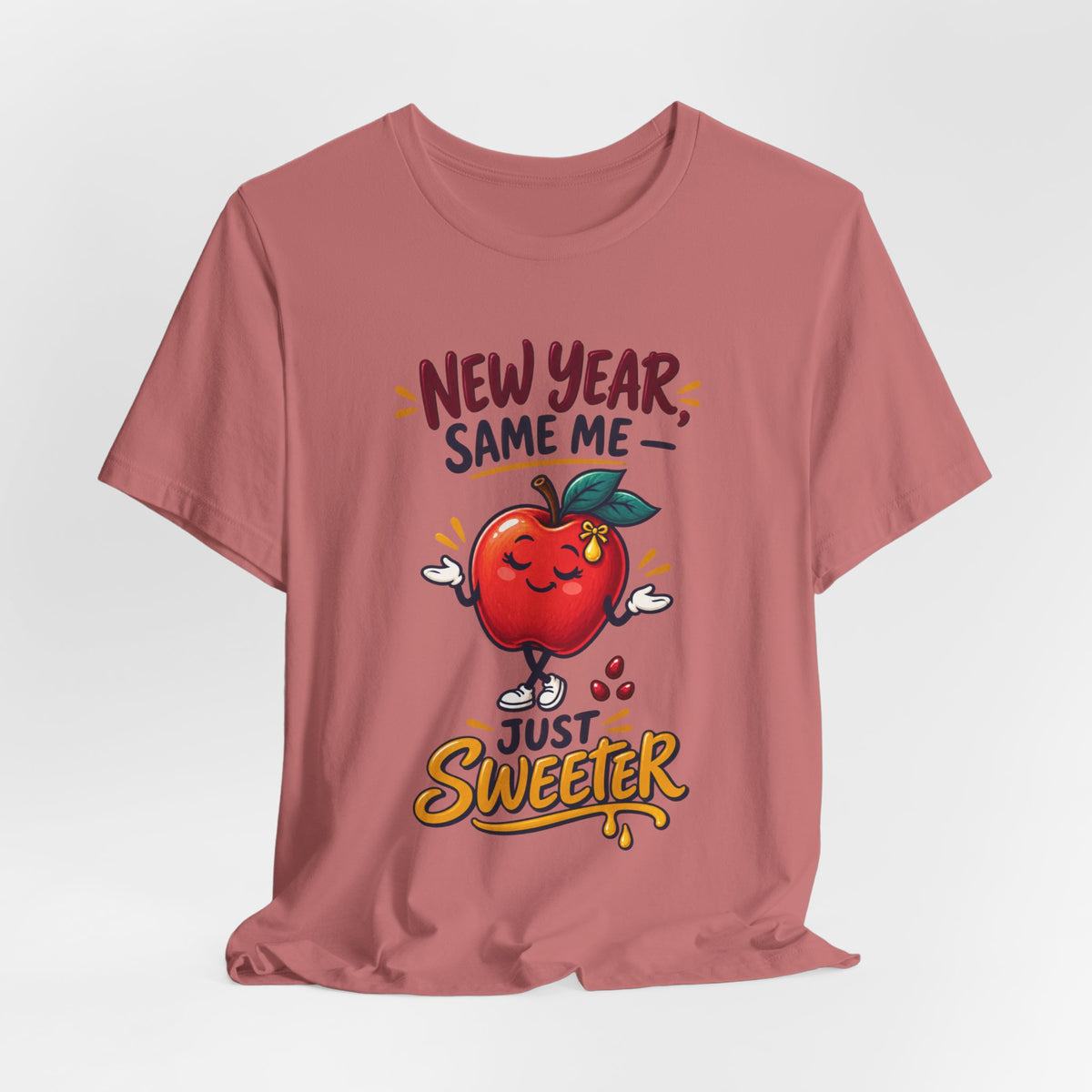 Unisex Rosh Hashanah T-Shirt — “New Year, Same Me—Just Sweeter” Cute Apple Jewish Holiday Tee - T-Shirt - Image 2