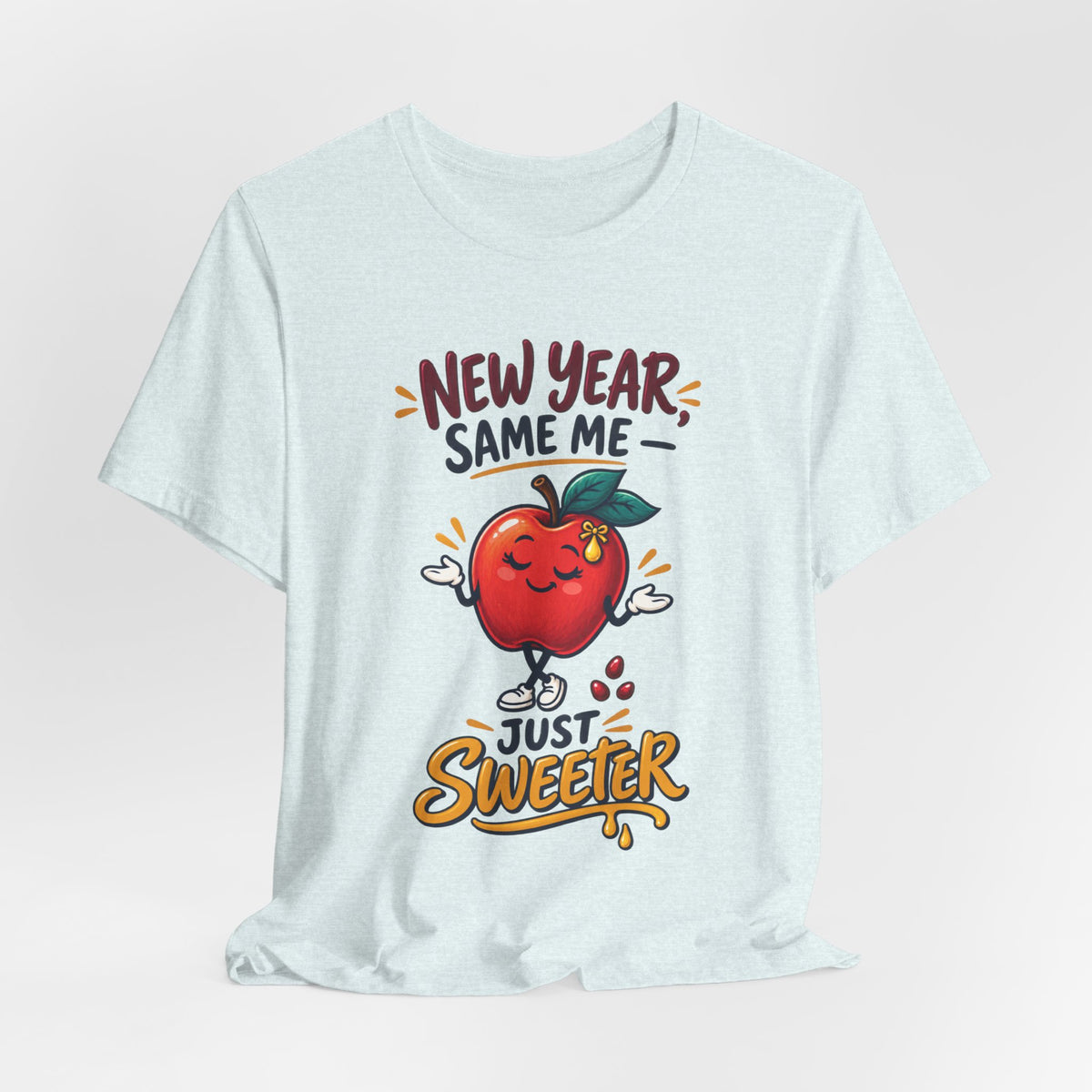 Unisex Rosh Hashanah T-Shirt — “New Year, Same Me—Just Sweeter” Cute Apple Jewish Holiday Tee - T-Shirt - Image 5