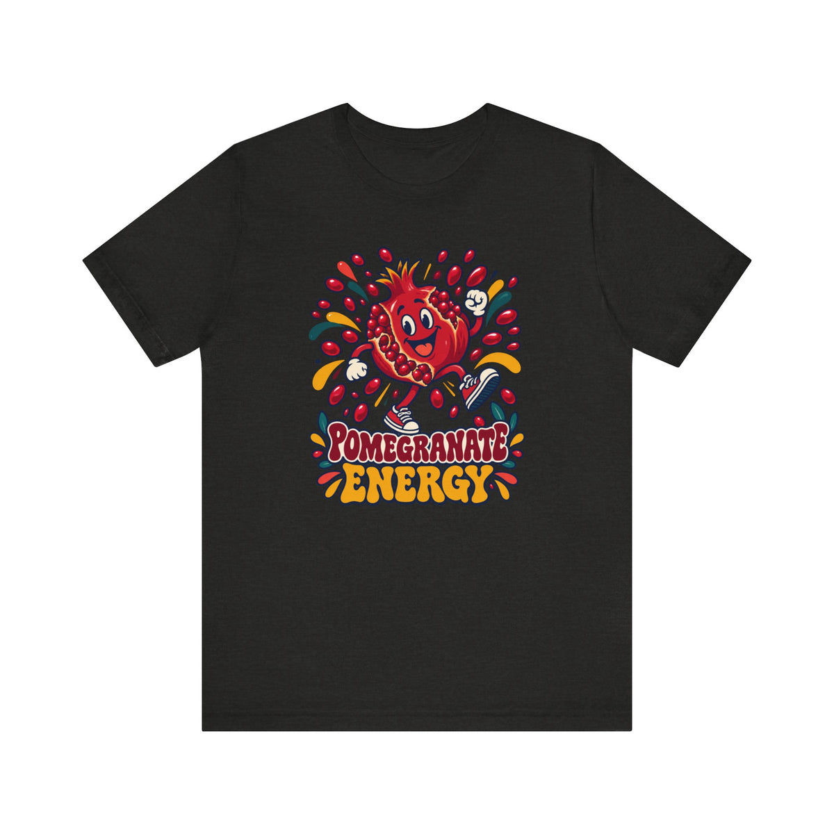 Unisex Pomegranate Energy T-Shirt — Funny Rosh Hashanah Fruit Cartoon Jewish Holiday Tee - T-Shirt - Image 7