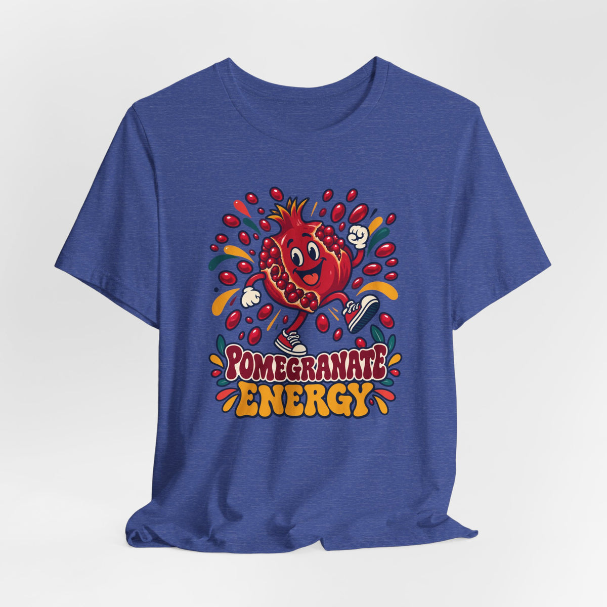 Unisex Pomegranate Energy T-Shirt — Funny Rosh Hashanah Fruit Cartoon Jewish Holiday Tee - T-Shirt - Image 4