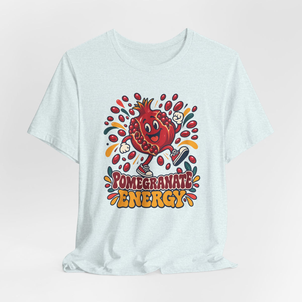 Unisex Pomegranate Energy T-Shirt — Funny Rosh Hashanah Fruit Cartoon Jewish Holiday Tee - T-Shirt - Image 3