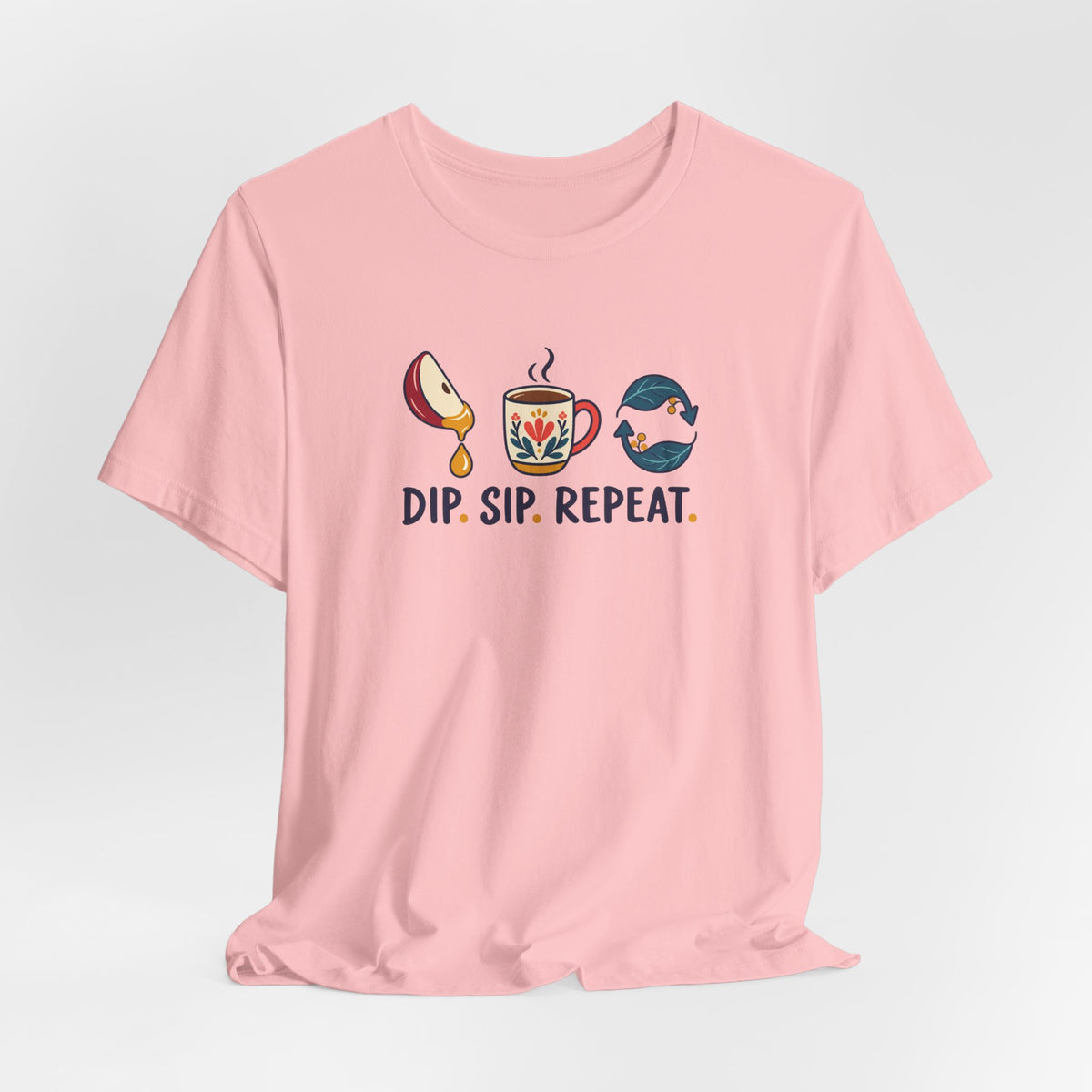 Unisex Rosh Hashanah T-Shirt — “Dip. Sip. Repeat.” Apple, Honey & Tea Jewish Holiday Tee - T-Shirt - Image 8