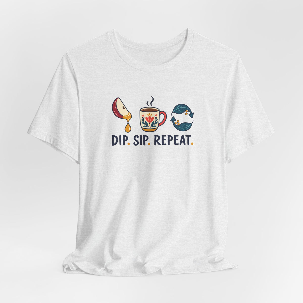 Unisex Rosh Hashanah T-Shirt — “Dip. Sip. Repeat.” Apple, Honey & Tea Jewish Holiday Tee - T-Shirt - Image 3