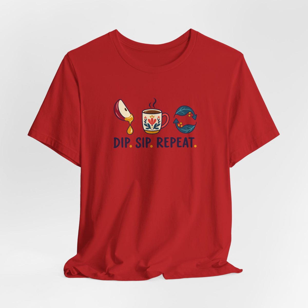 Unisex Rosh Hashanah T-Shirt — “Dip. Sip. Repeat.” Apple, Honey & Tea Jewish Holiday Tee - T-Shirt - Image 7
