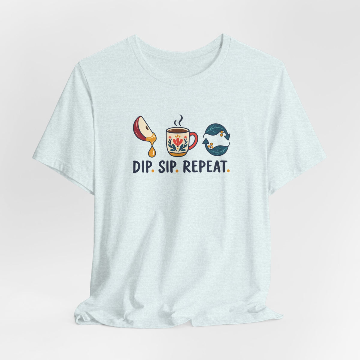Unisex Rosh Hashanah T-Shirt — “Dip. Sip. Repeat.” Apple, Honey & Tea Jewish Holiday Tee - T-Shirt - Image 5