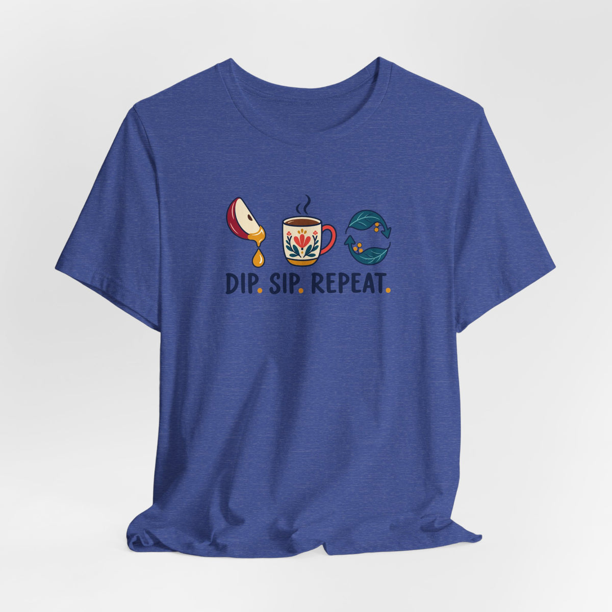 Unisex Rosh Hashanah T-Shirt — “Dip. Sip. Repeat.” Apple, Honey & Tea Jewish Holiday Tee - T-Shirt - Image 6
