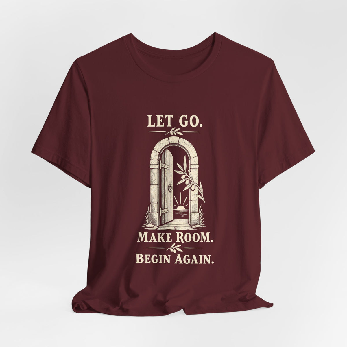 Let Go. Make Room. Begin Again. Unisex T-Shirt — Vintage New Beginnings Graphic Tee - T-Shirt - Image 3