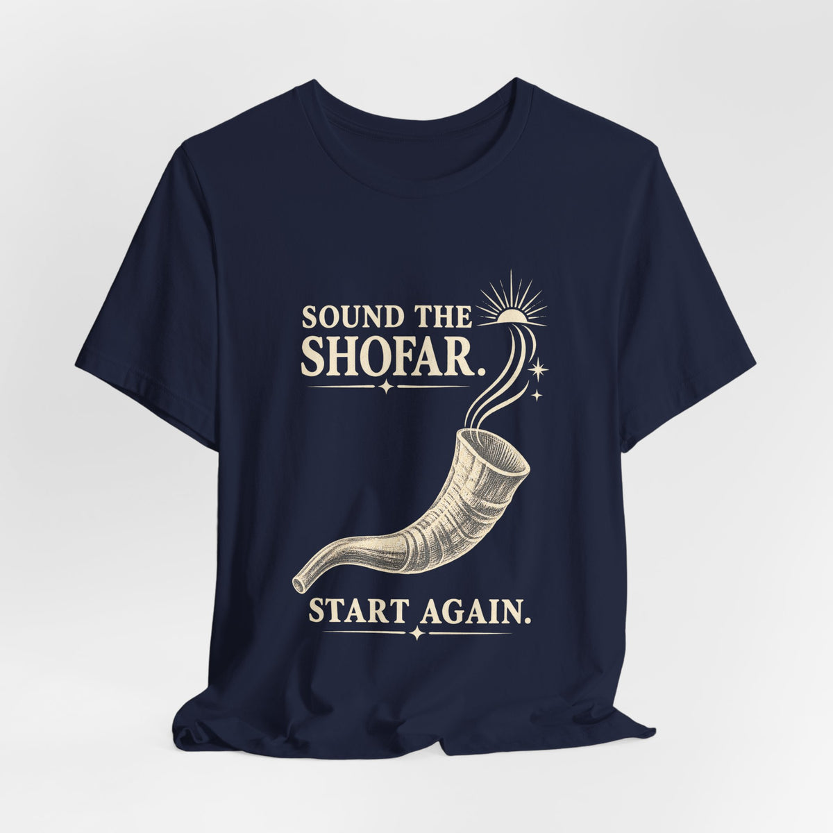 Sound the Shofar. Start Again. Unisex T-Shirt — Vintage Rosh Hashanah Renewal Tee - T-Shirt - Image 5