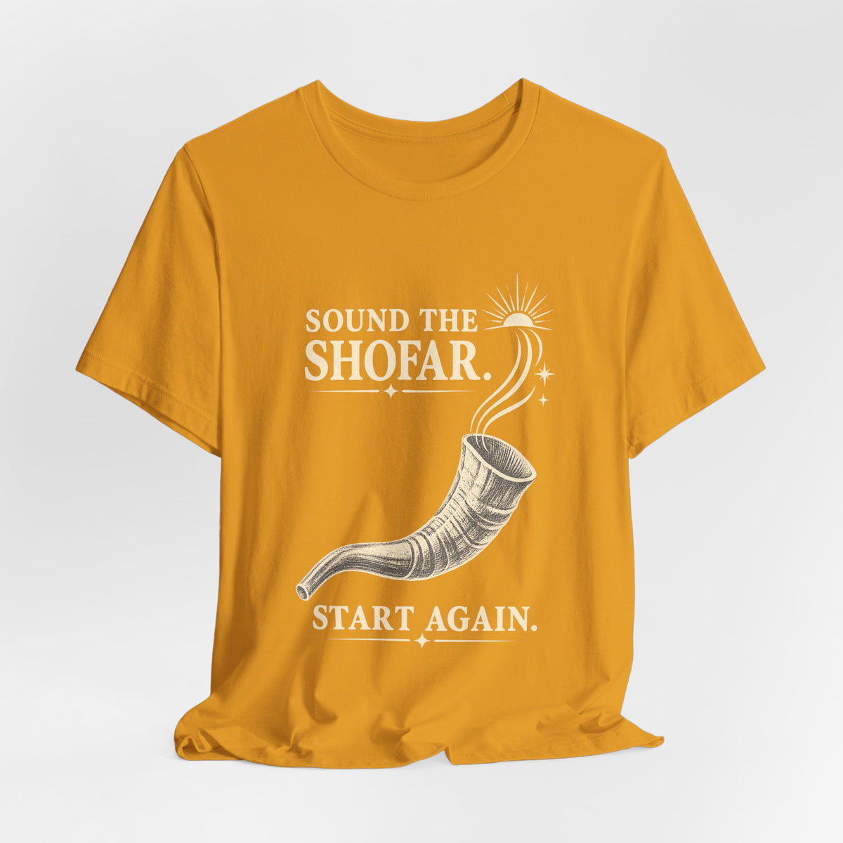 Sound the Shofar. Start Again. Unisex T-Shirt — Vintage Rosh Hashanah Renewal Tee - T-Shirt - Image 3
