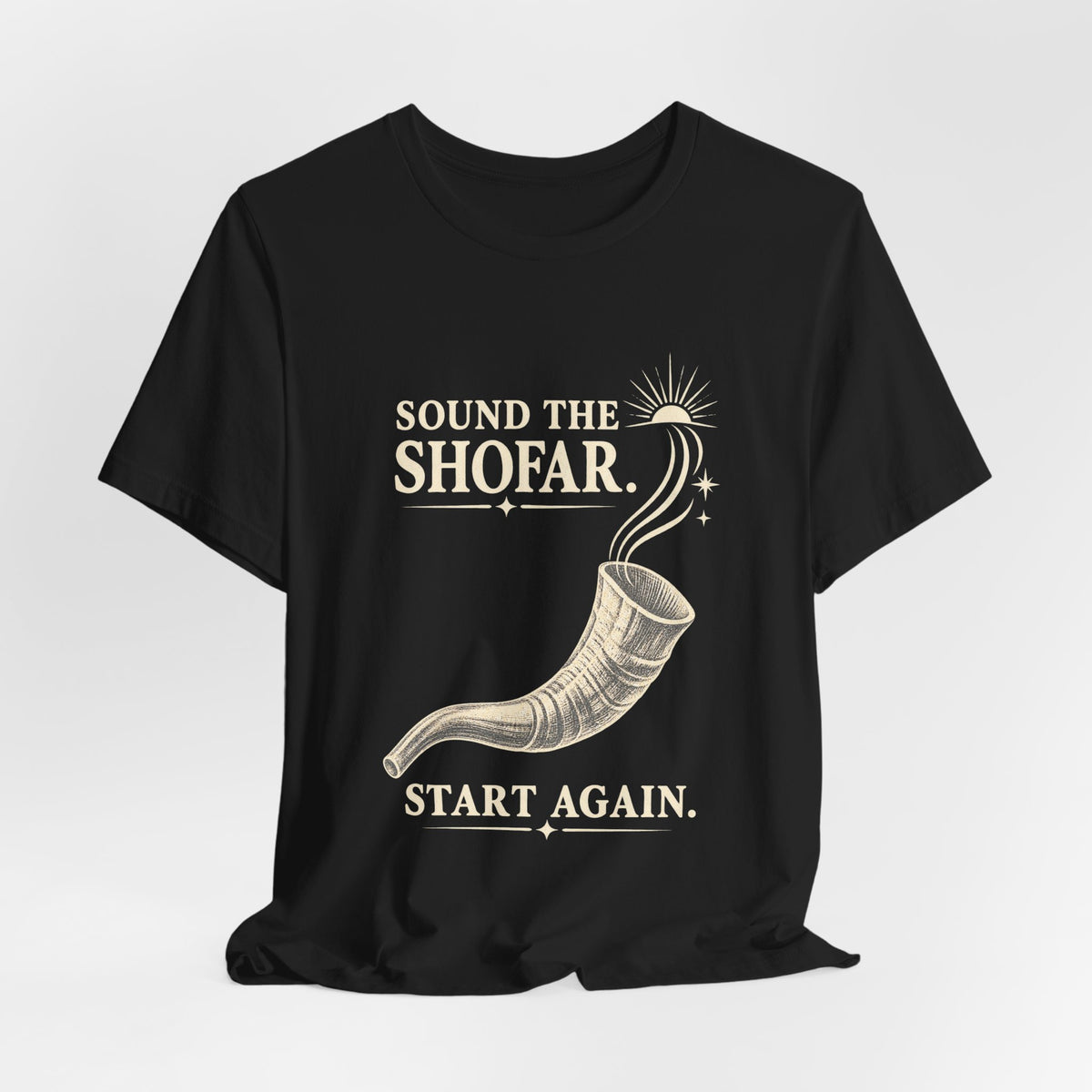Sound the Shofar. Start Again. Unisex T-Shirt — Vintage Rosh Hashanah Renewal Tee - T-Shirt - Image 2