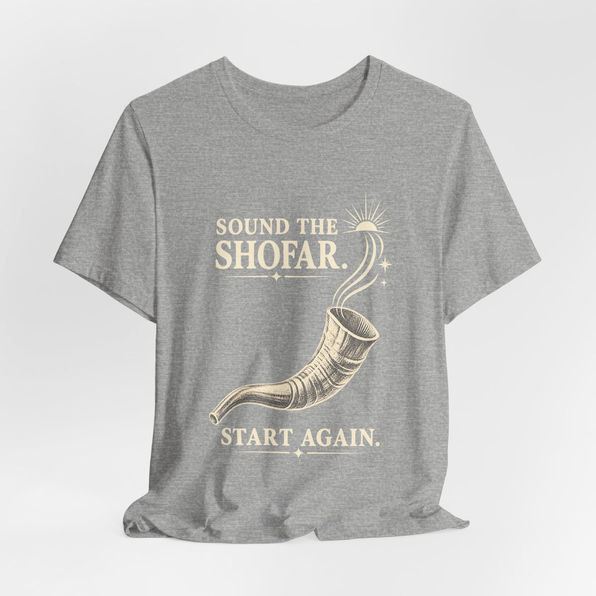Sound the Shofar. Start Again. Unisex T-Shirt — Vintage Rosh Hashanah Renewal Tee - T-Shirt - Image 4