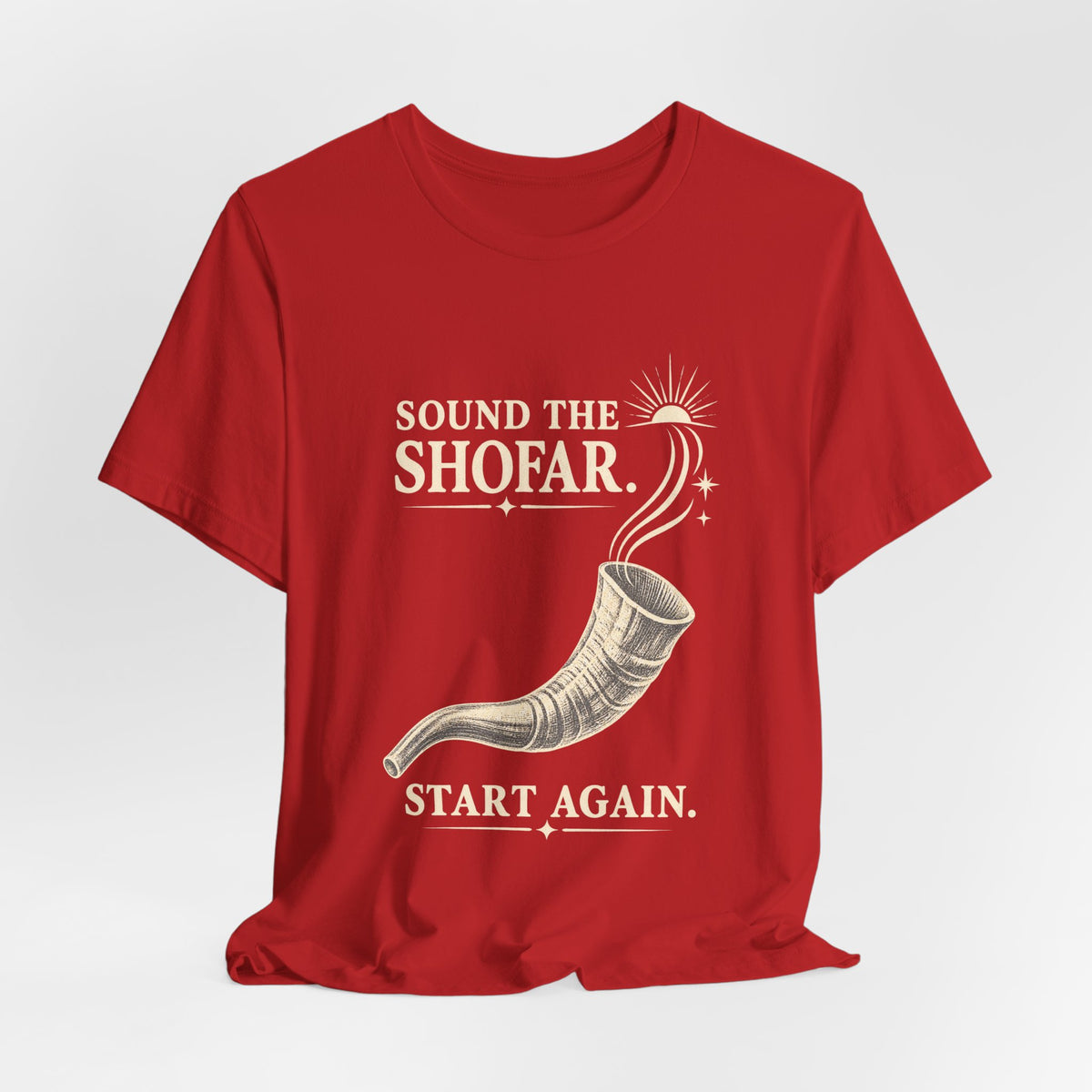 Sound the Shofar. Start Again. Unisex T-Shirt — Vintage Rosh Hashanah Renewal Tee - T-Shirt - Image 7