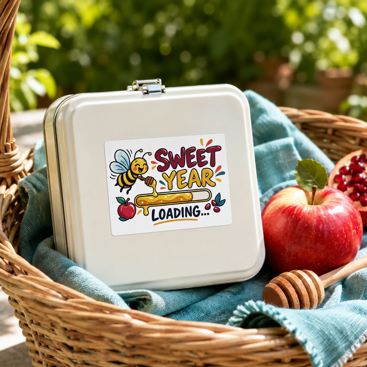 Sweet Year Loading Sticker — Cute Bee & Honey New Year Vinyl Decal, 2×2 Inch - Paper products - Image 1