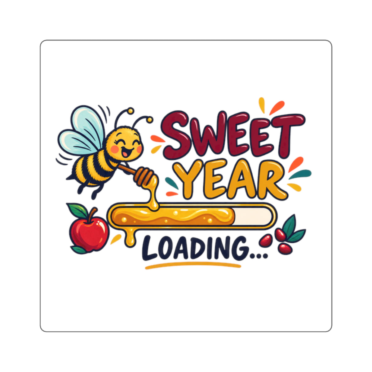 Sweet Year Loading Sticker — Cute Bee & Honey New Year Vinyl Decal, 2×2 Inch - Paper products - Image 3