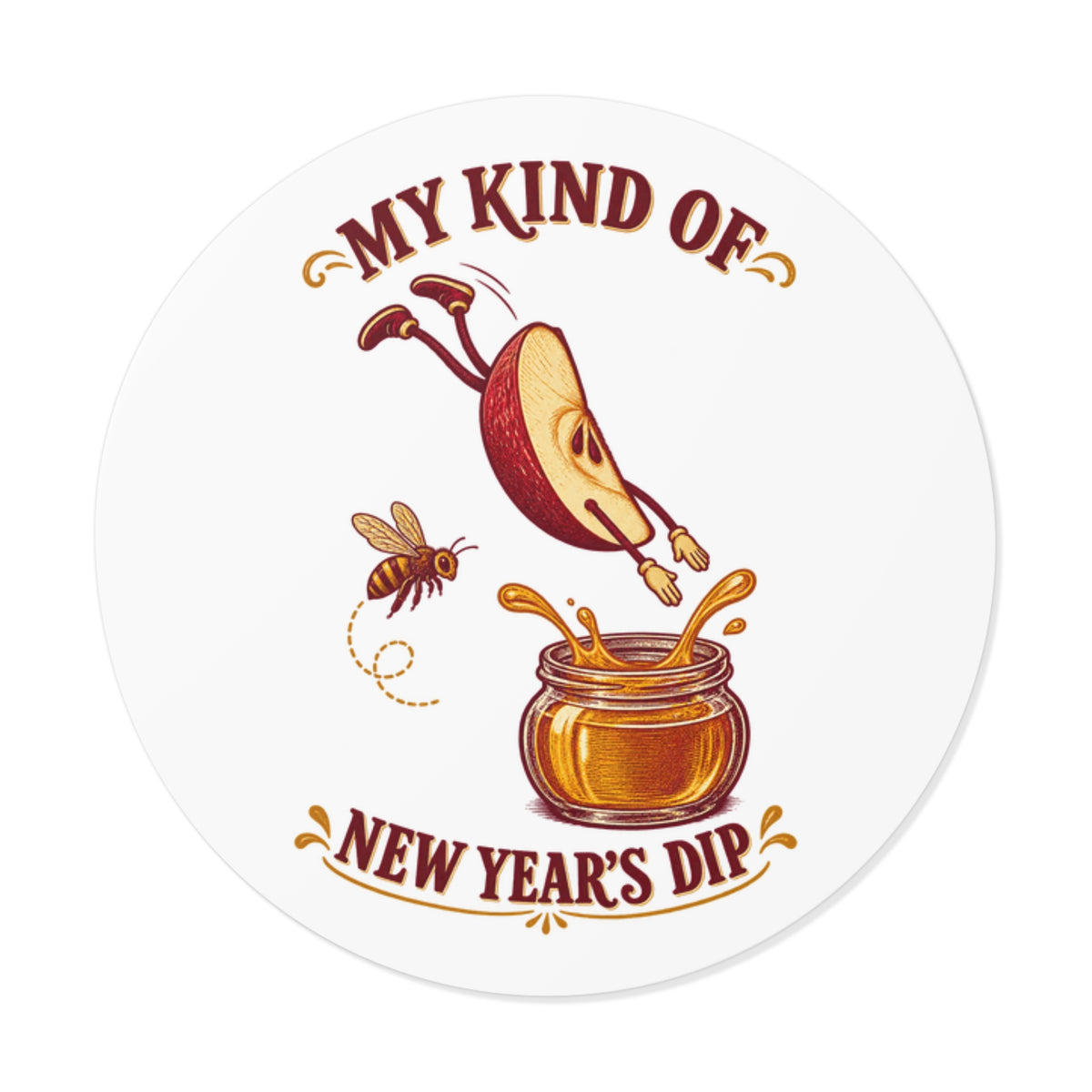 My Kind of New Year’s Dip Sticker — Funny Apple & Honey Vinyl Decal, 2×2 Inch - Paper products - Image 3