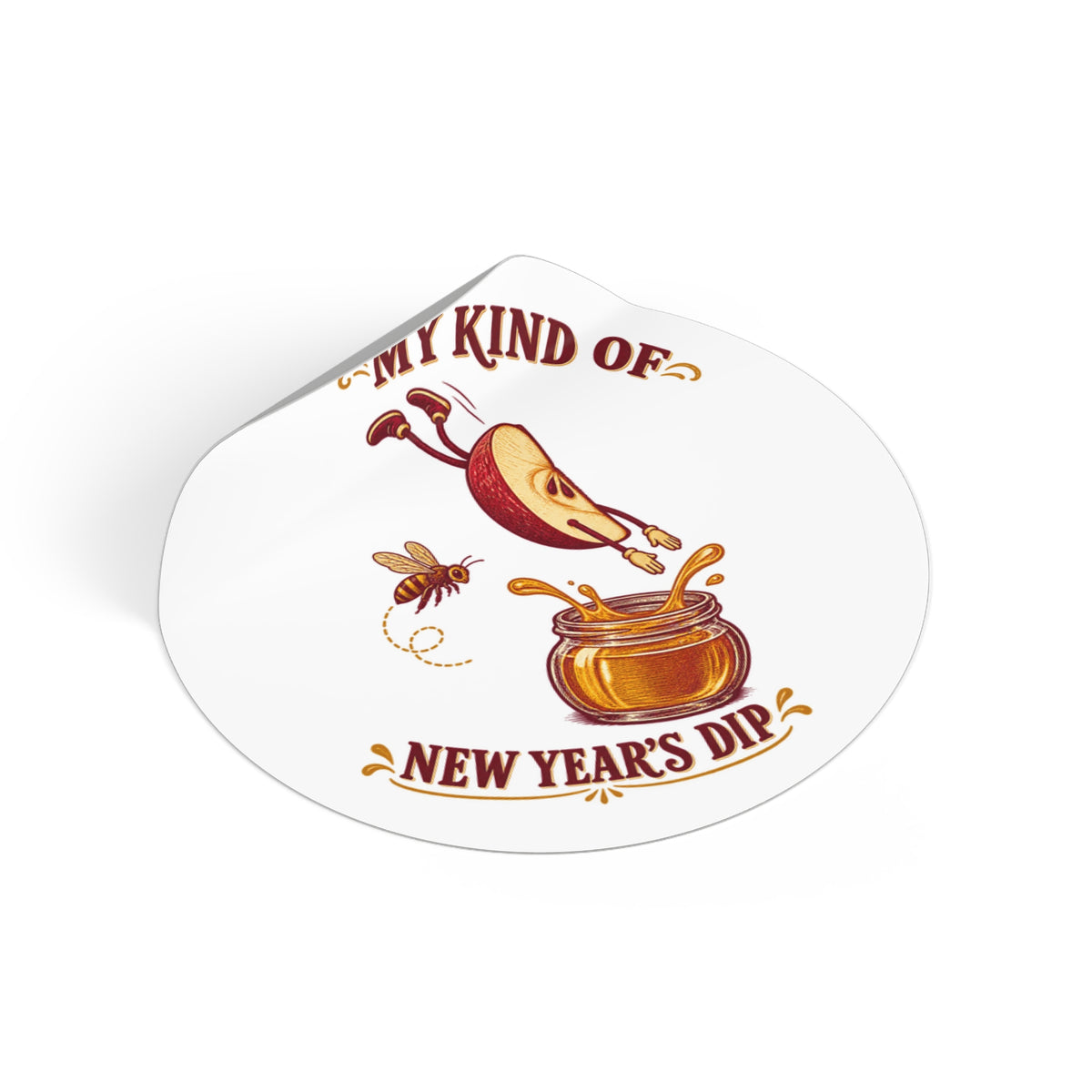 My Kind of New Year’s Dip Sticker — Funny Apple & Honey Vinyl Decal, 2×2 Inch - Paper products - Image 4