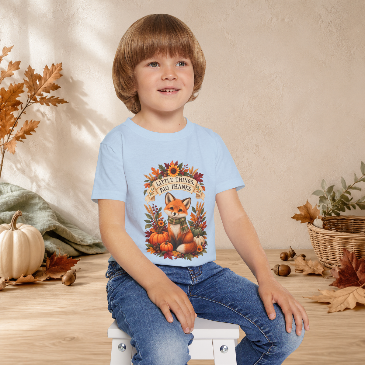 Little Things, Big Thanks Toddler Thanksgiving Fox T-Shirt - Kids clothes - Image 3