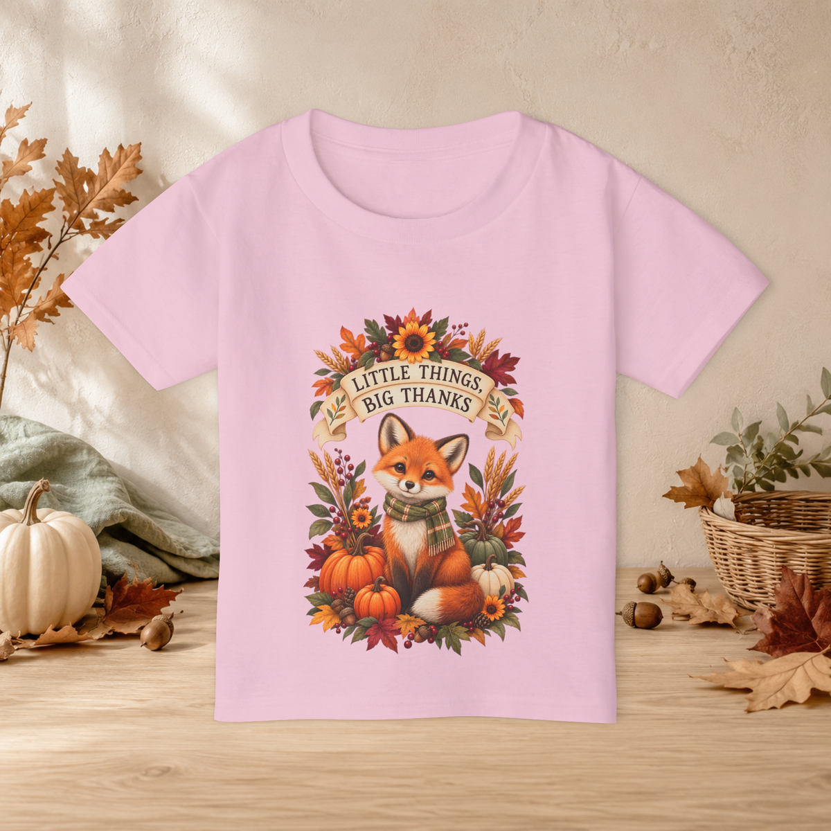 Little Things, Big Thanks Toddler Thanksgiving Fox T-Shirt - Kids clothes - Image 6