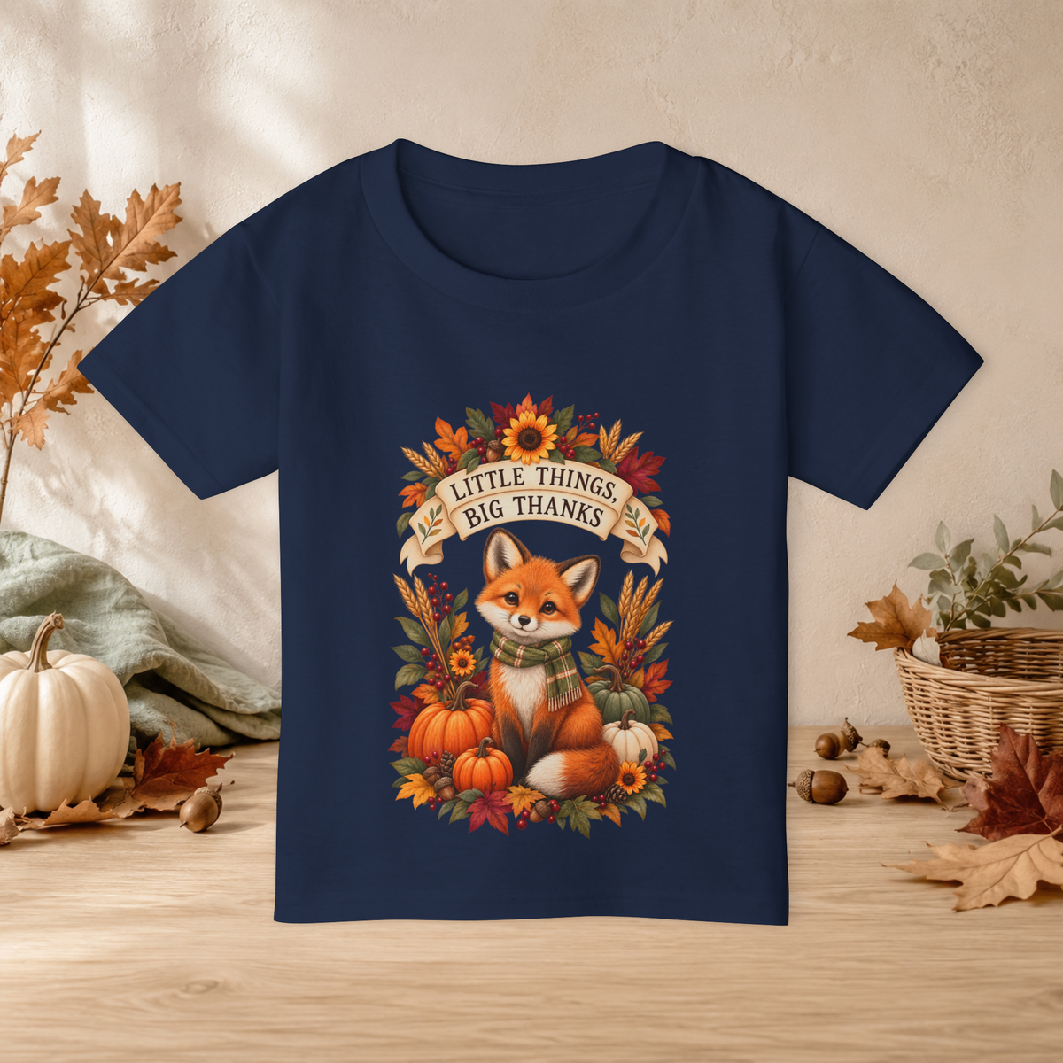 Little Things, Big Thanks Toddler Thanksgiving Fox T-Shirt - Kids clothes - Image 5