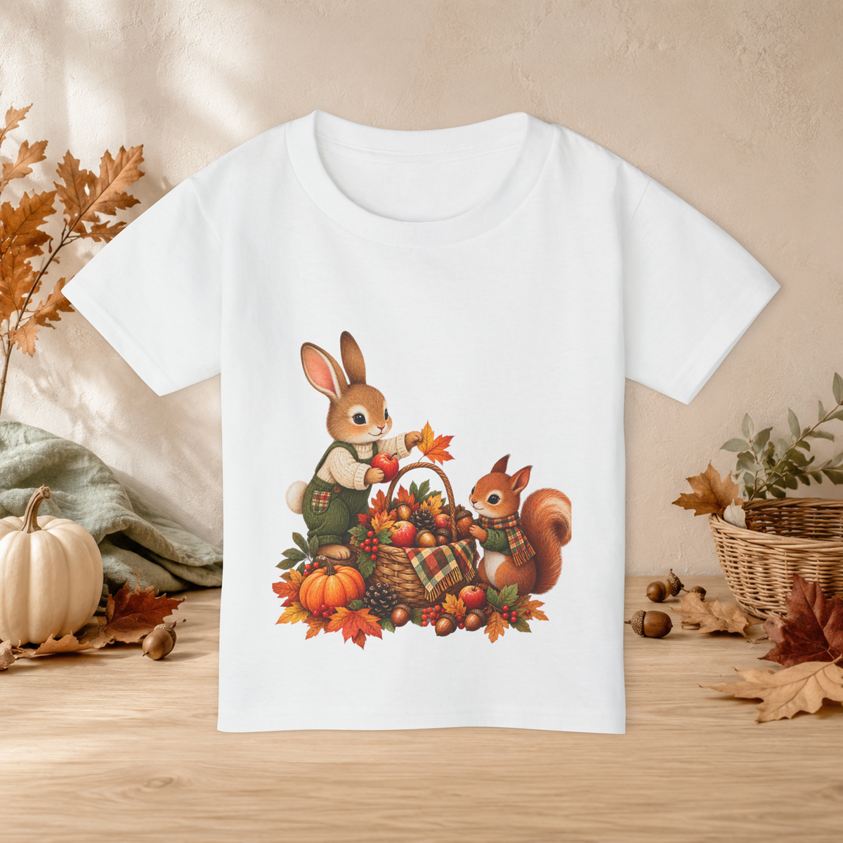 Toddler Thanksgiving T-Shirt – Bunny & Squirrel Harvest Friends - Kids clothes - Image 2