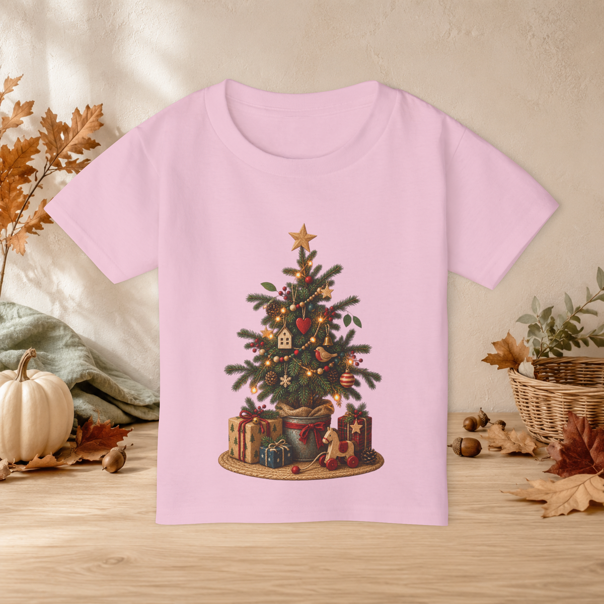**Vintage Christmas Tree Toddler T-Shirt – Cute Holiday Tee with Presents - Kids clothes - Image 6