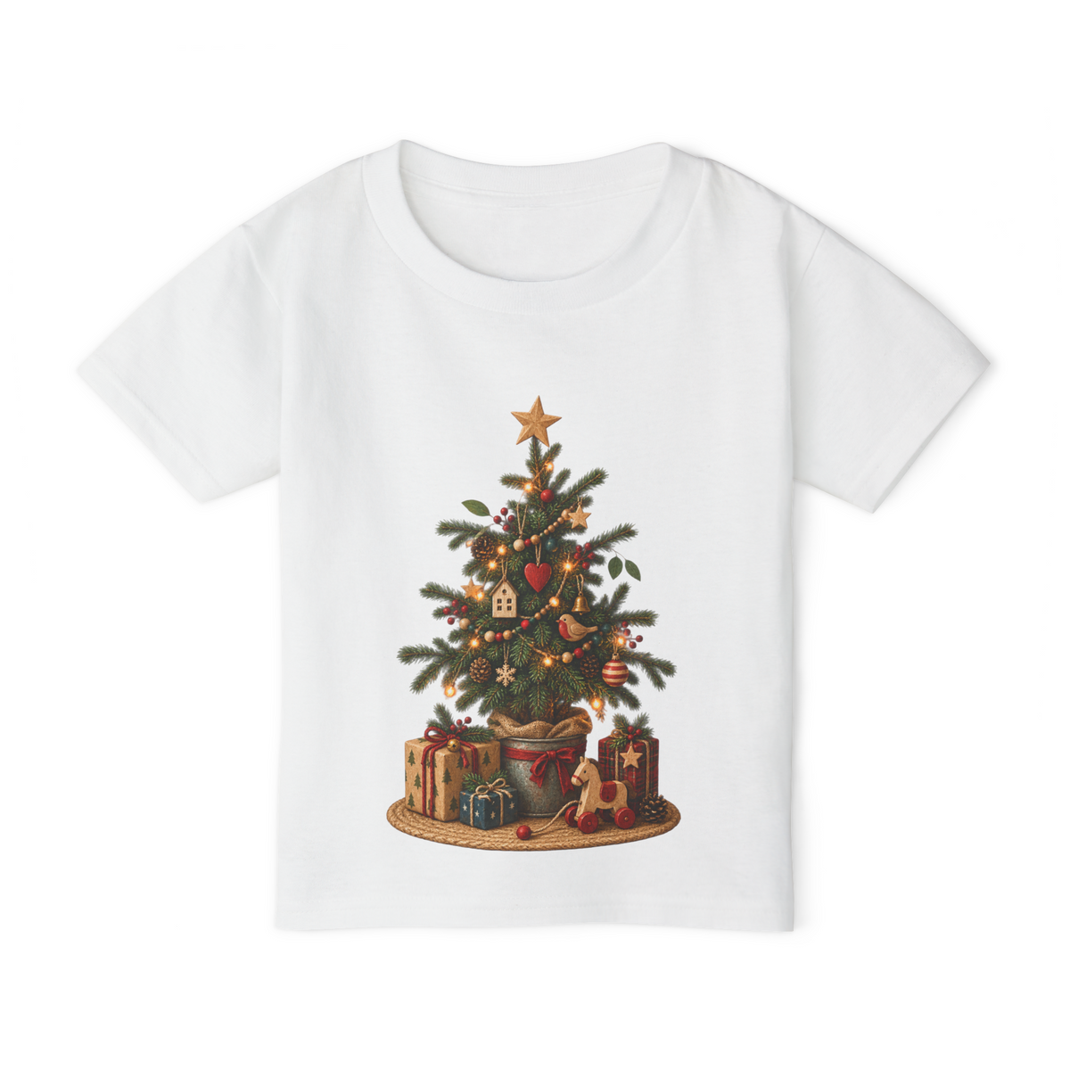**Vintage Christmas Tree Toddler T-Shirt – Cute Holiday Tee with Presents - Kids clothes - Image 8